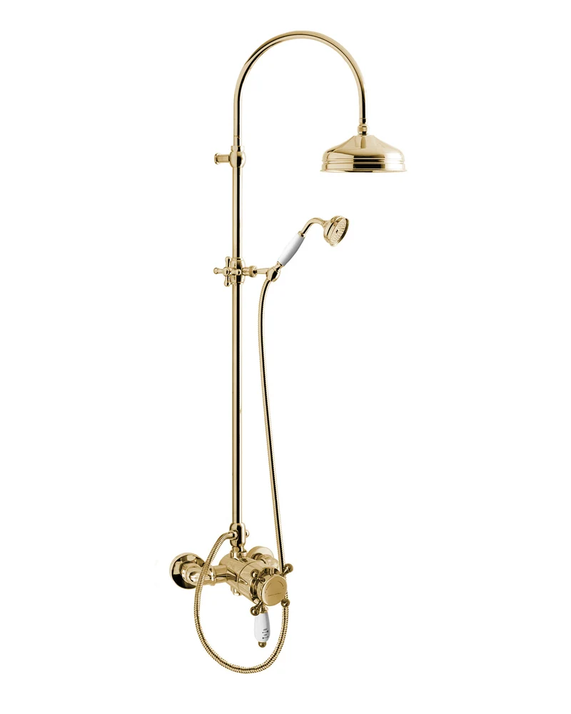 Duschset - Kensington retro med termostatblandare, mässing
