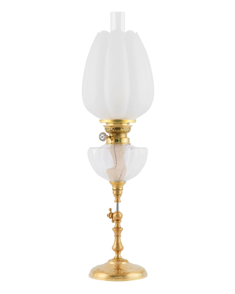 Fotogenlampa - Ekholmen mässing med tulpankupa