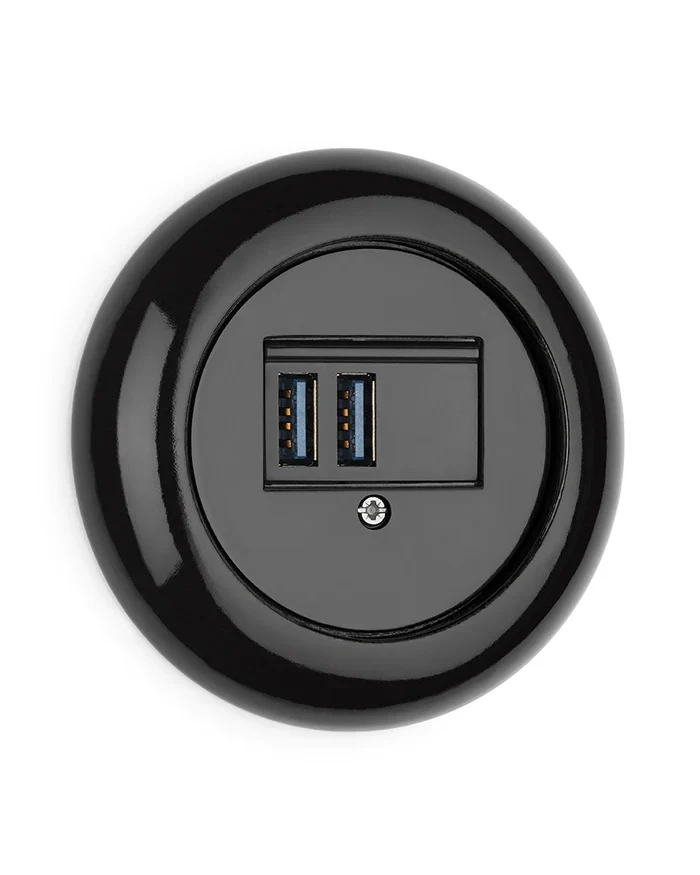 USB-uttag svart porslin - THPG infällt
