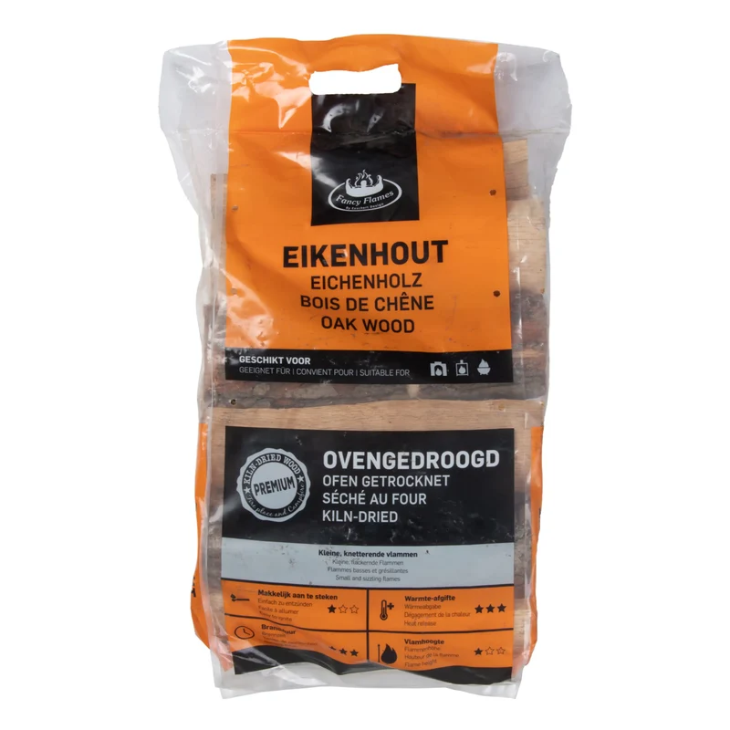 Eikenhout in plastic zakken