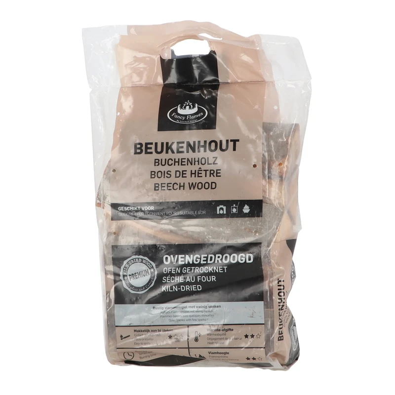 Beukenhout in plastic zakken