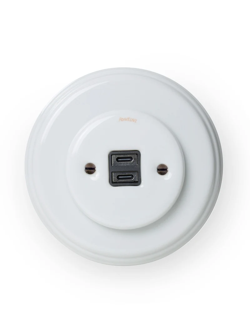 USB-C uttag vitt porslin - Fontini infällt