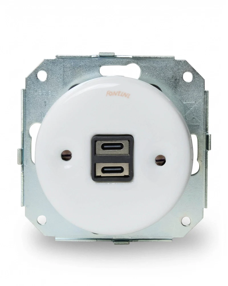 Insats USB-C uttag vitt porslin - Fontini infällt