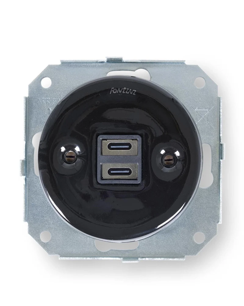 Insats USB-C uttag svart porslin - Fontini infällt