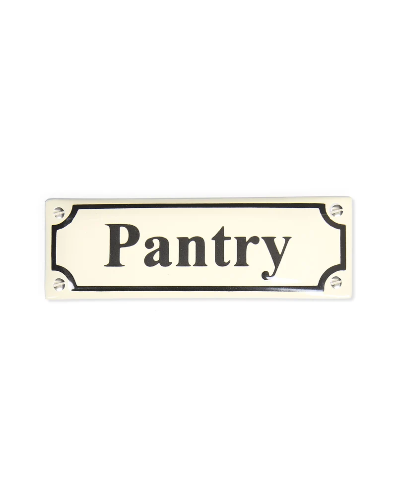Emaljskylt - Pantry vit/svart