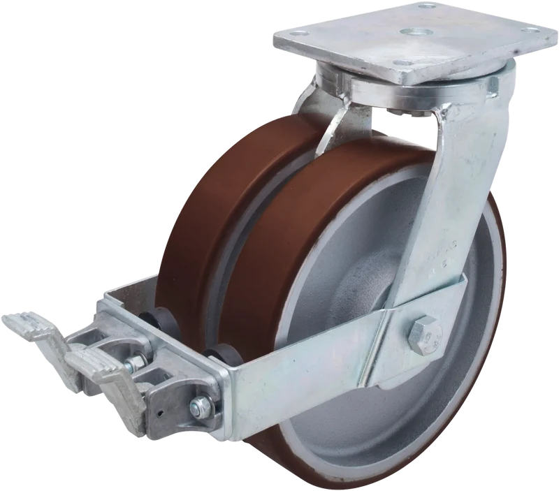 Dubbellänkhjul typ D30P PU/CI stålbygel gjuten PU-bana Swede-wheel