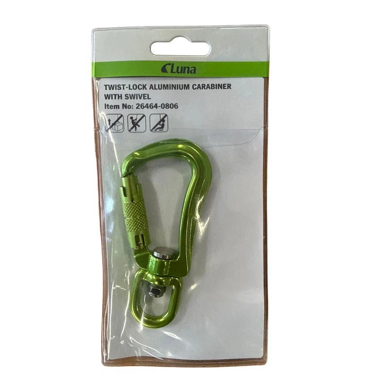 Karbinhake Luna Aluminium Twist-Lock med Svivel - Grön