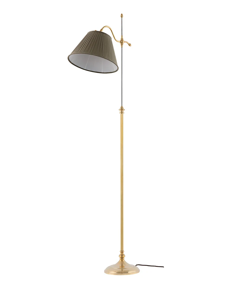 Golvlampa - Gullberg mässing, olivgrön skärm