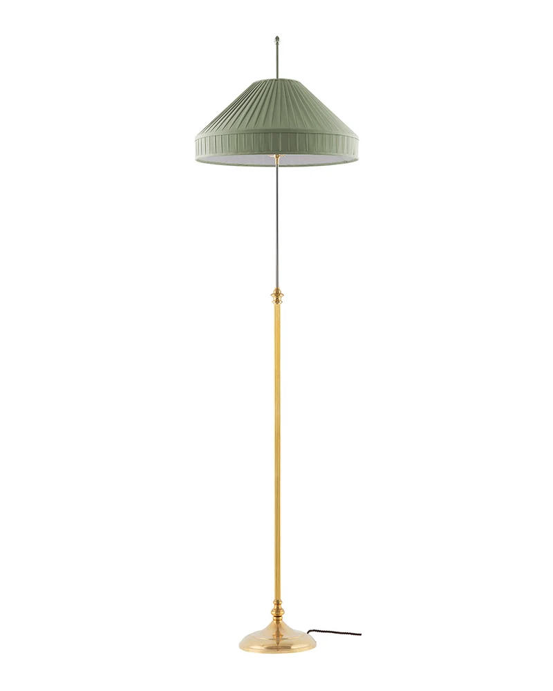 Golvlampa - Edfelt mässing, olivgrön skärm