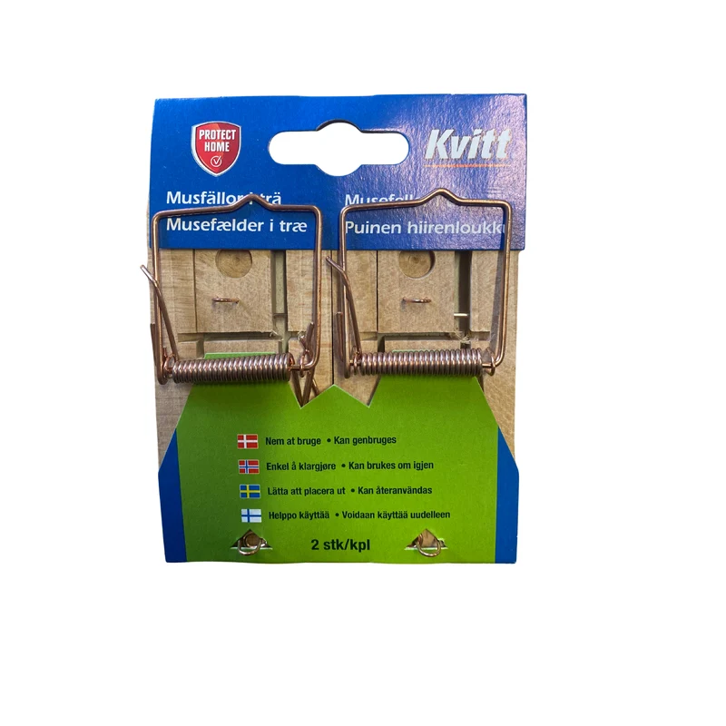 Musfällor Kvitt i Trä 2-pack Återanvändningsbara