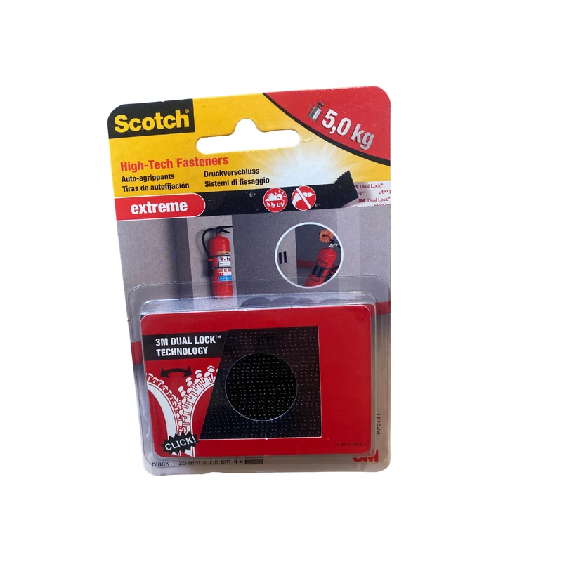 Scotch Extreme Fasteners Kardborreband Svart 25x75 mm 4-pack