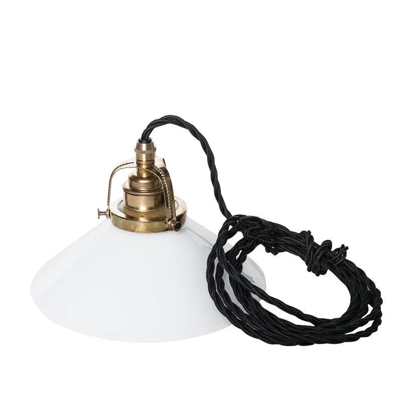 Skomakarlampa vit skärm 20 cm, svart sladd
