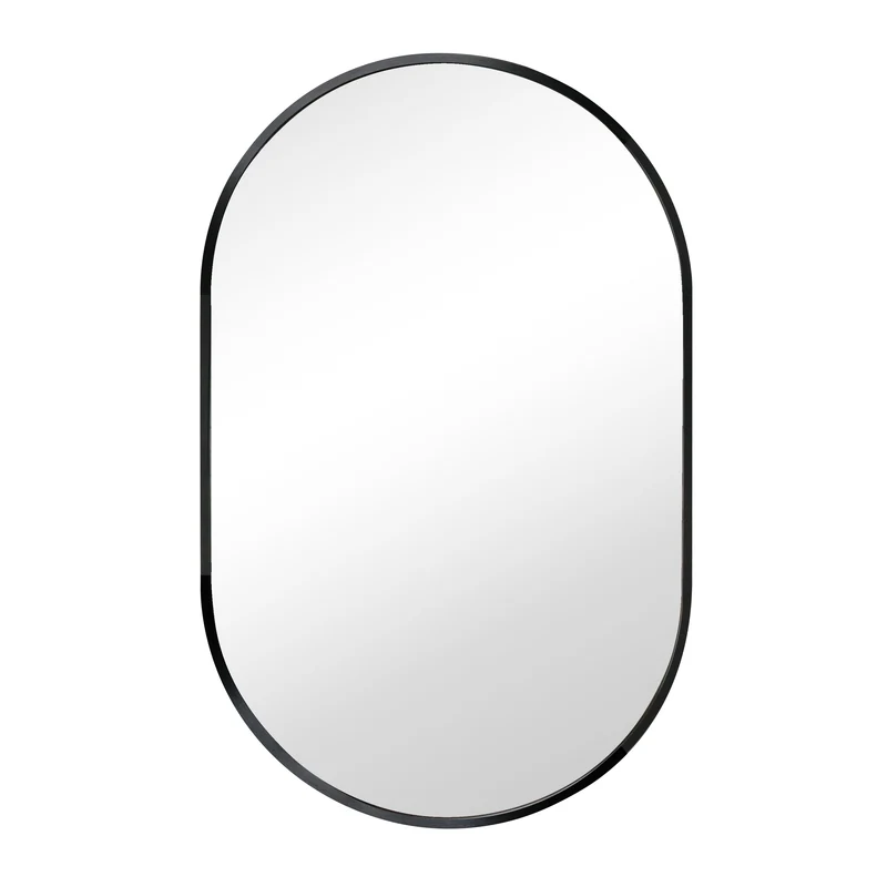 Sofie - Spegel oval med ram i svart 50 x 80 cm