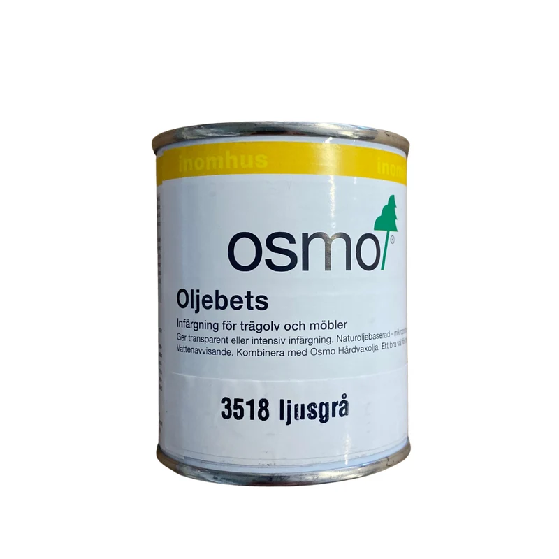 Oljebets Infärgning Trägolv och Möbler Ljusgrå OSMO 3518 – 0,125 l