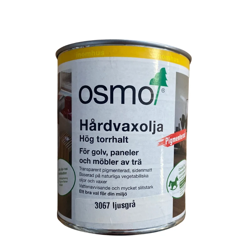 Hårdvaxolja Pigmenterad Ljusgrå OSMO 3067 Sidenmatt För Golv Paneler Möbler – 0,125 l