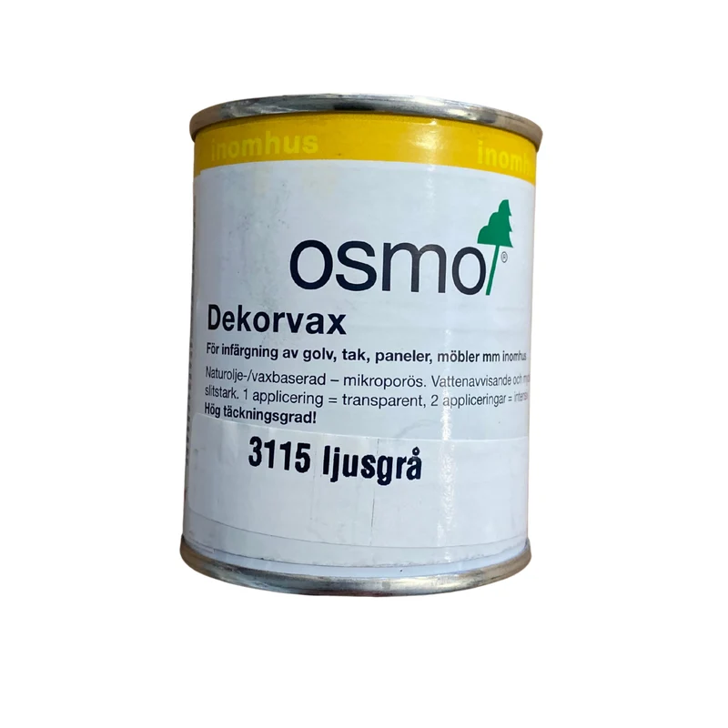 Dekorvax Infärgning Golv Tak Paneler Möbler Ljusgrå OSMO 3115 Intensiv – 0,125 l