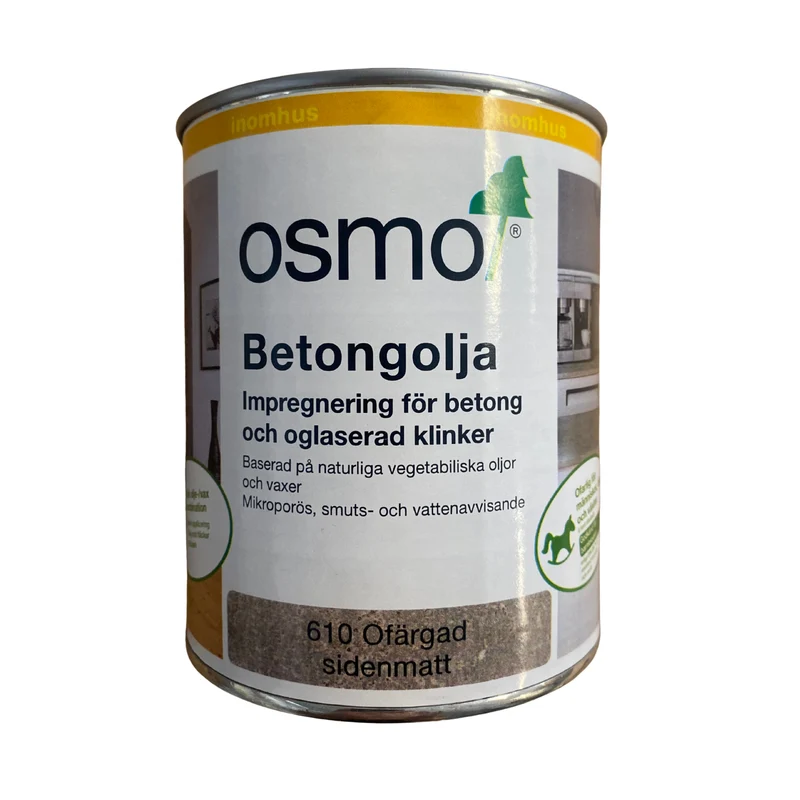 Betongolja Impregnering Betong och Klinker Ofärgad OSMO 610 Sidenmatt – 0,75 l