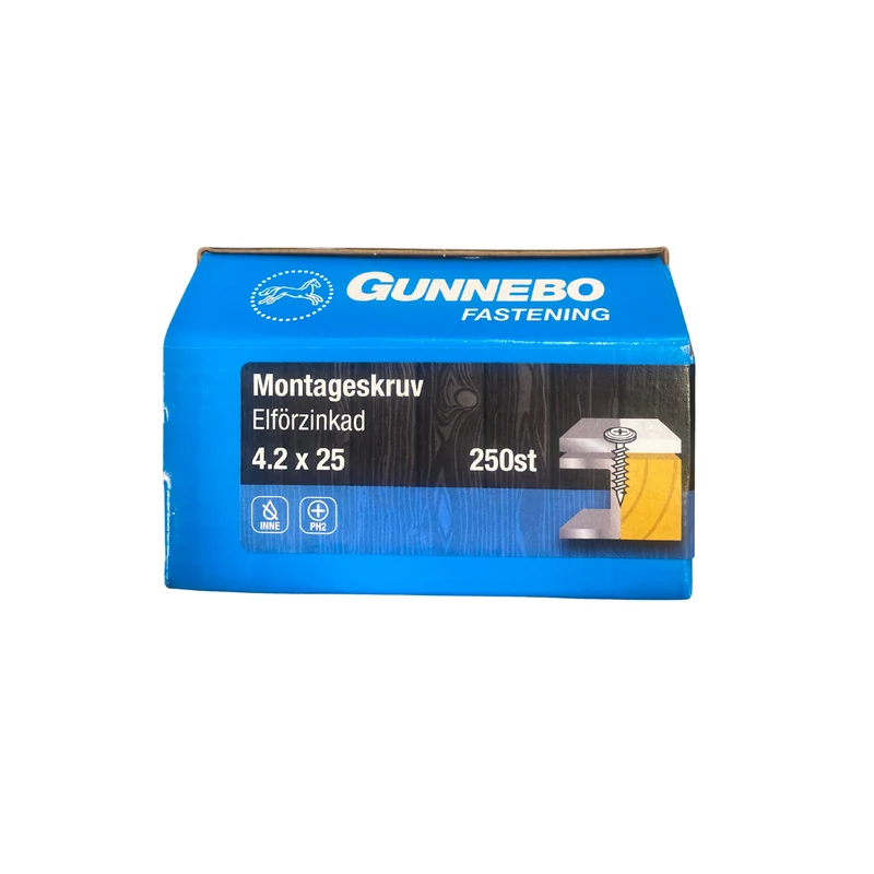 Montageskruv Elförzinkad 4,2x25 mm Gunnebo - 250 st