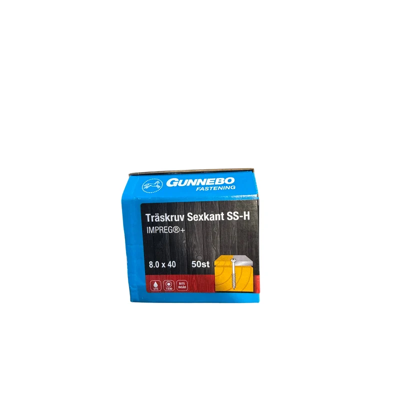 Träskruv Sexkant SS-H Impreg+ 8,0x40 mm TX40 Gunnebo - 50 st