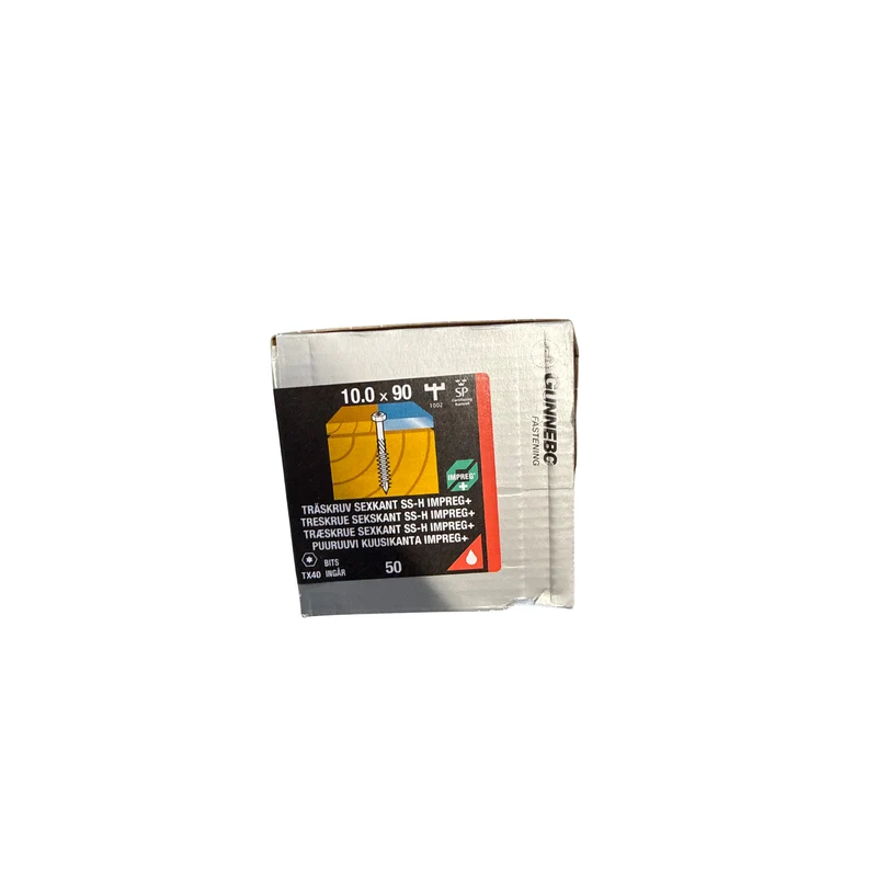 Träskruv Sexkant SS-H Impreg+ 10,0x90 mm TX40 Gunnebo - 50 st