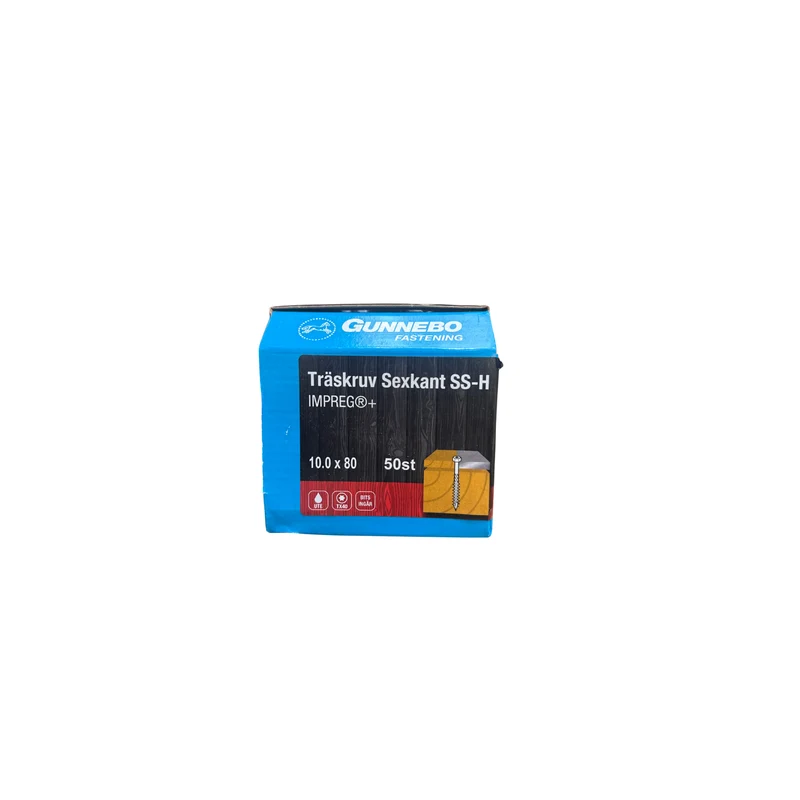 Träskruv Sexkant SS-H Impreg+ 10,0x80 mm TX40 Gunnebo - 50 st