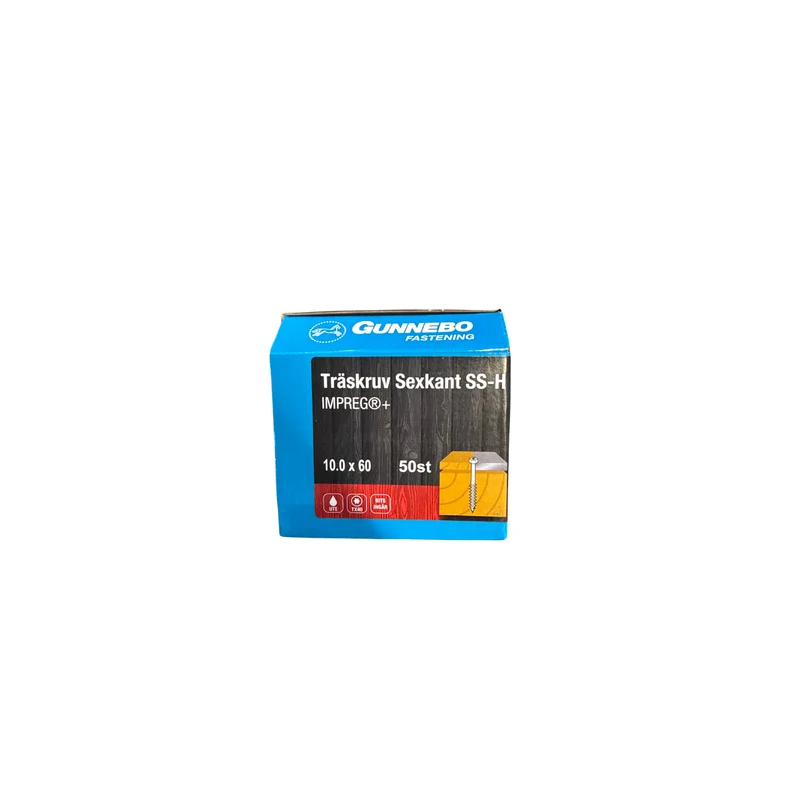 Träskruv Sexkant SS-H Impreg+ 10,0x60 mm TX40 Gunnebo - 50 st