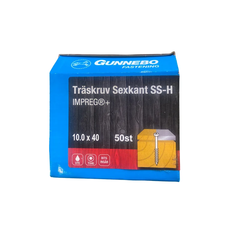 Träskruv Sexkant SS-H Impreg+ 10,0x40 mm TX40 Gunnebo - 50 st