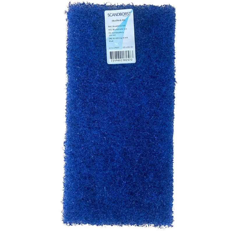 Skurblock i blå nylon för allmän rengöring, Scandborst, 125x250 mm
