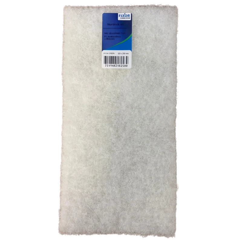 Skurblock i vit nylon för skonsam polering, Fixor, 125x250 mm