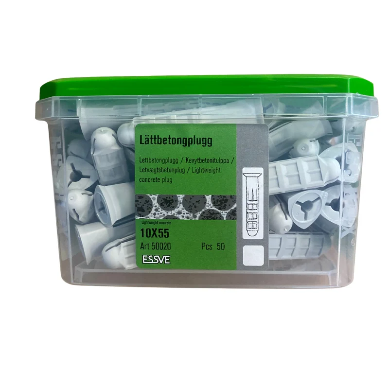 Lättbetongplugg 10x55 mm ESSVE Nylon för Lättbetong 50-pack