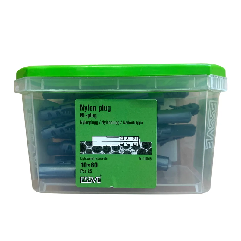 Nylonplugg NL 10x80 mm ESSVE för Lättbetong & Lättklinker 25-pack