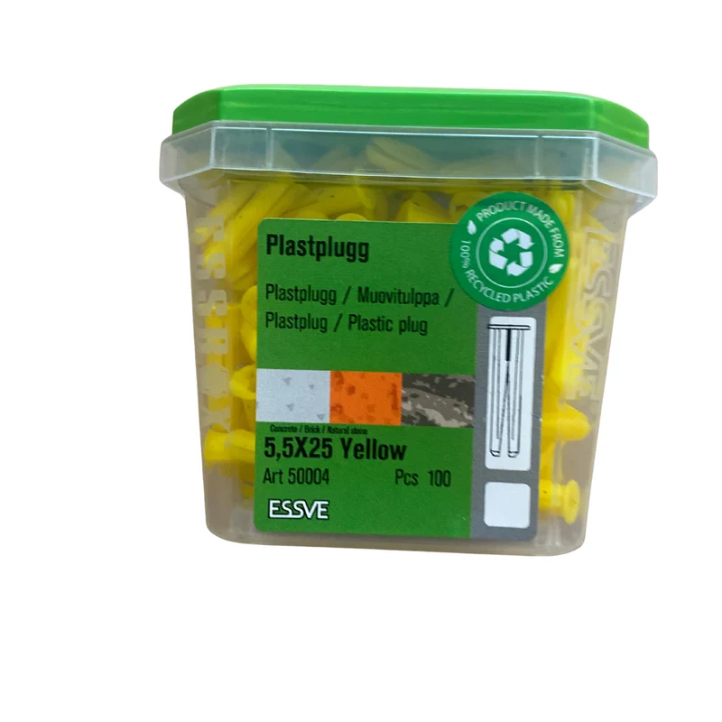 Plastplugg 5,5x25 mm Gul ESSVE för Betong och Tegel 100-pack