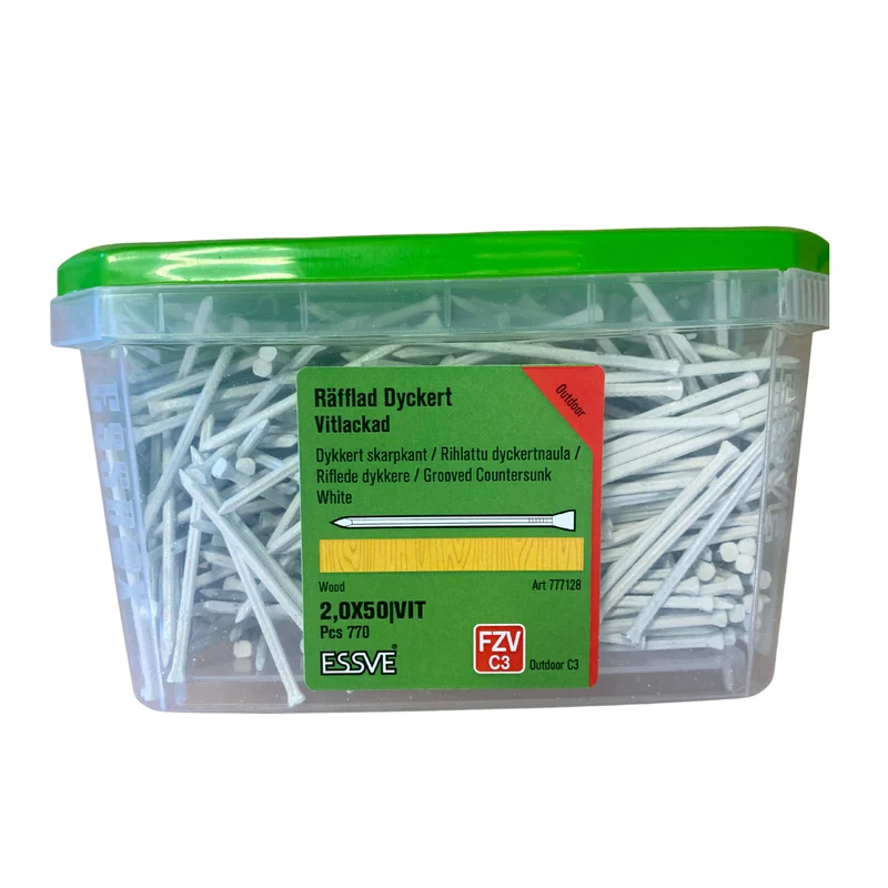 Räfflad Dyckert 2,0x50 mm Vitlackad ESSVE Skarpkant 770-pack