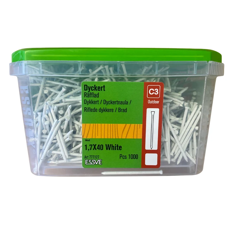 Dyckert Räfflad 1,7x40 mm Vit ESSVE Varmförzinkad Utomhus 1000-pack