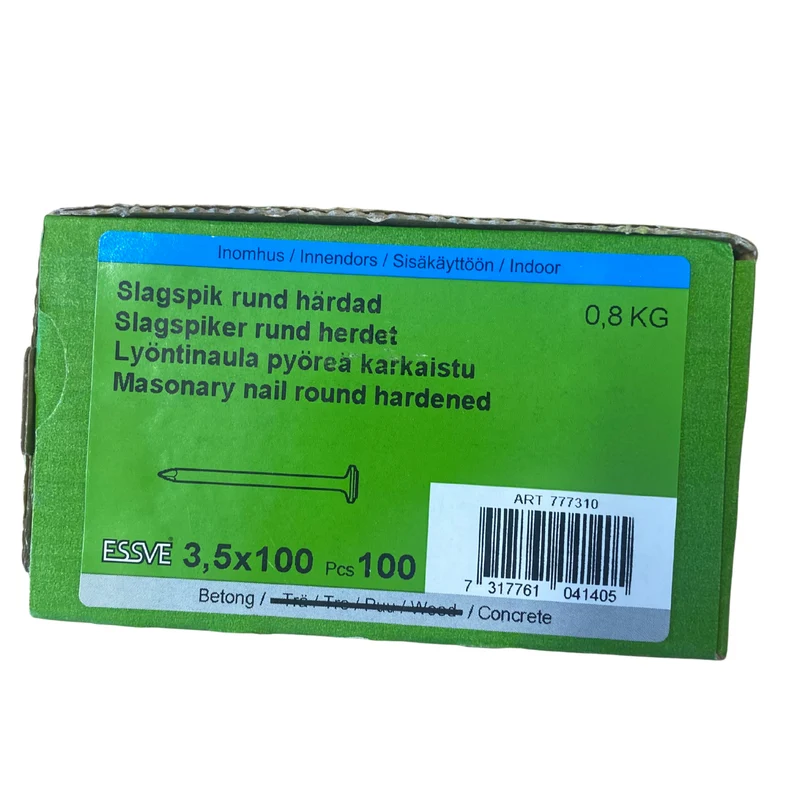 Slagspik Rund Härdad 3,5x100 mm ESSVE för Betong 100-pack