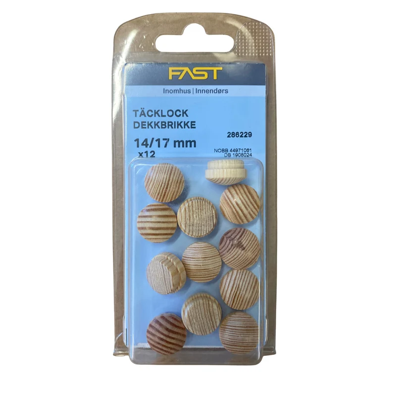 Täcklock Runt 14/17 mm Furu FAST för Karmskruvshål 12-pack