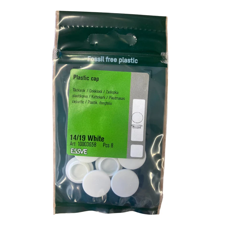 Täcklock Runt 14/19 mm Vit ESSVE Plast för Karmskruvshål 8-pack
