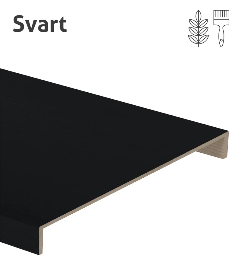 Svarta plansteg i massiv Ask
