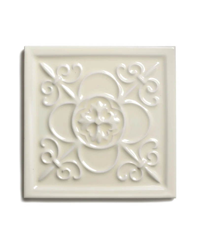 Kakel York - Dekorplatta relief 14,8 x 14,8 cm mandel