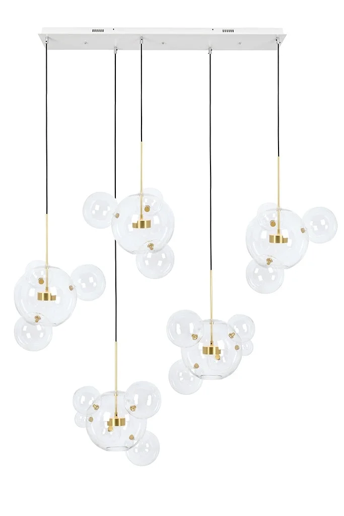 MOOSEE taklampa CAPRI LINE 5 guld - 300 LED, aluminium, glas