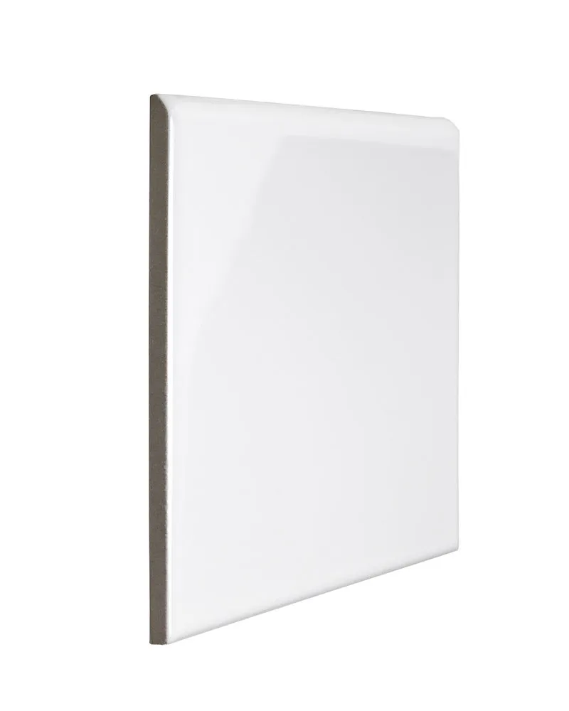 Kakel Victoria - 15 x 15 cm vit bullnose långsida/kortsida