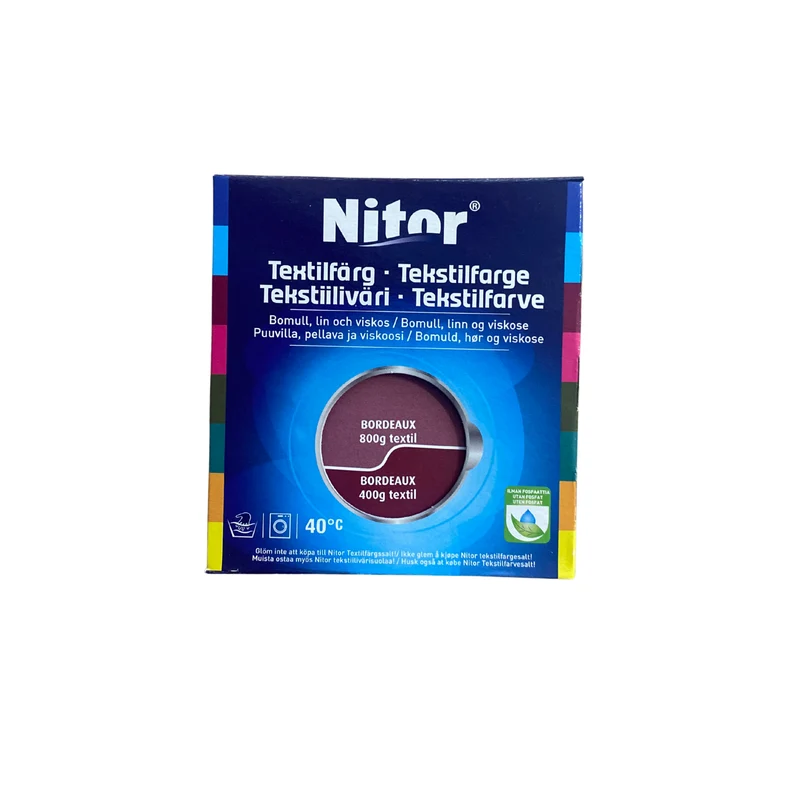 Textilfärg Bordeaux vinröd tvättäkta för bomull lin och viskos Nitor 75 ml