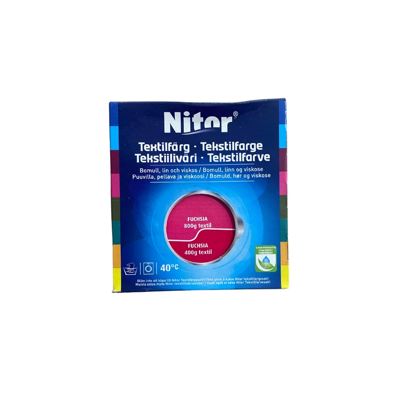 Textilfärg Fuchsia cerise tvättäkta för bomull lin och viskos Nitor 75 ml