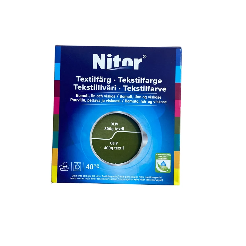 Textilfärg Oliv grön tvättäkta för bomull lin och viskos Nitor 75 ml