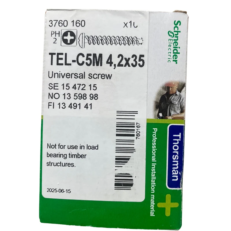 Universalskruv i syrafast stål för elmontage, Thorsman TEL-C5M 4,2x35, 100-pack