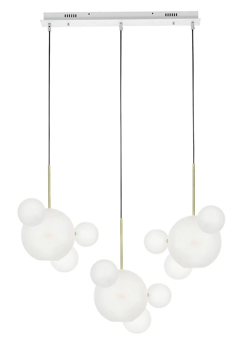 Pendellampa CAPRI LINE 3 guld / vit - 180 LED, aluminium, glas