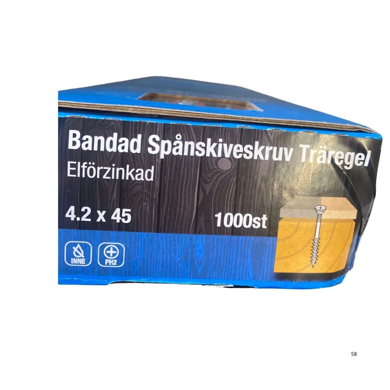 Bandad Spånskiveskruv Träregel 4.2x45 mm Gunnebo PH2 - 1000-pack