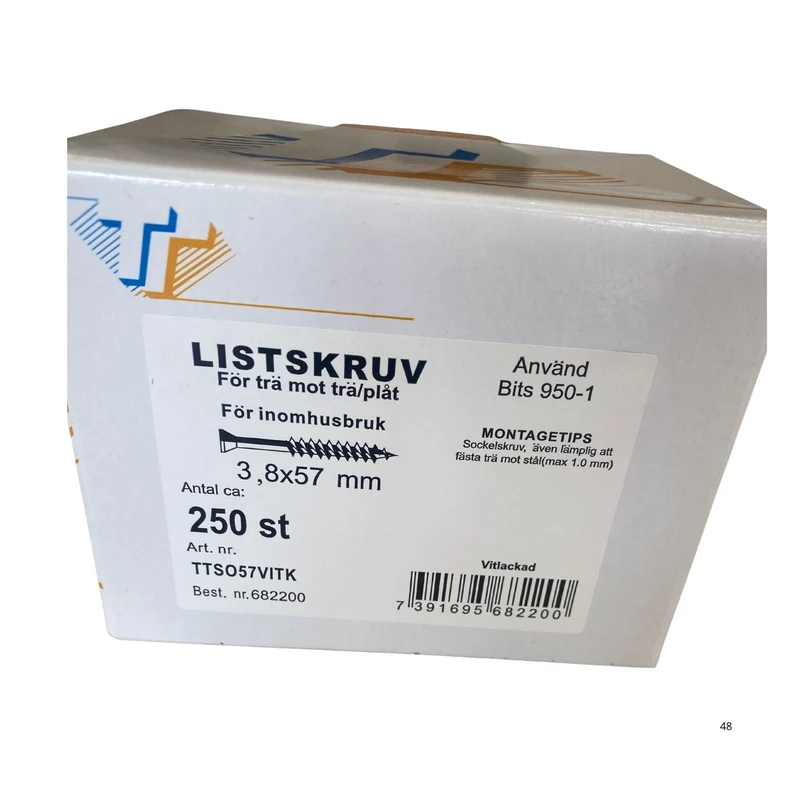 Listskruv Vitlackad 3.8x57 mm Arne Thuresson - 250-pack