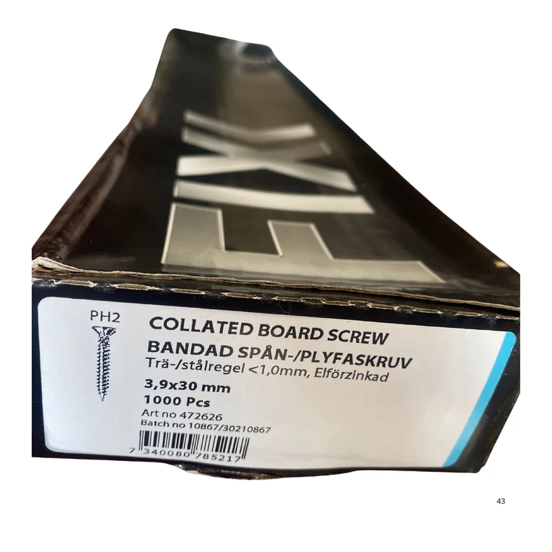 Bandad Spån-/Plyfaskruv 3.9x30 mm MFT PH2 - 1000-pack