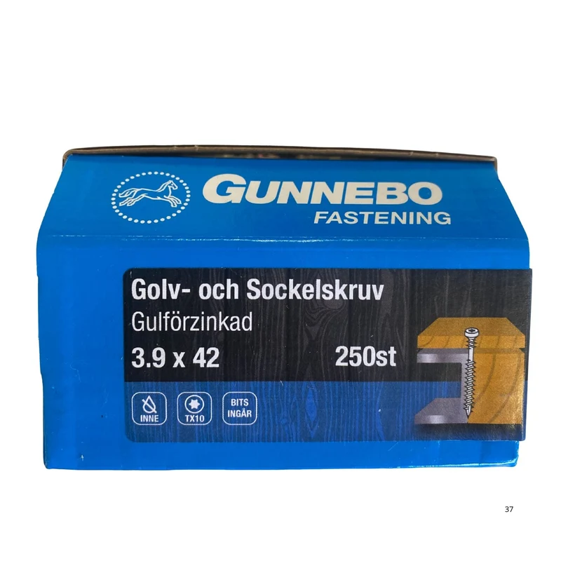 Golv- och sockelskruv Gulförzinkad 3.9x42 mm Gunnebo - 250-pack